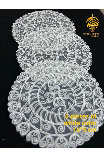 Tekstilsa Flora model Decorativă din dantelă guipură, pachet de 6 șervețele d...