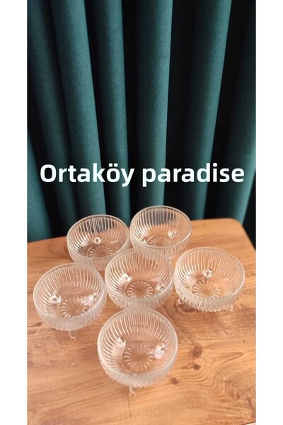 ORTAKÖY CENNETİ Γυάλινο μπολ διακοσμητικό με 3 πόδια ριγέ μοντέλο μίνι μέγεθο...