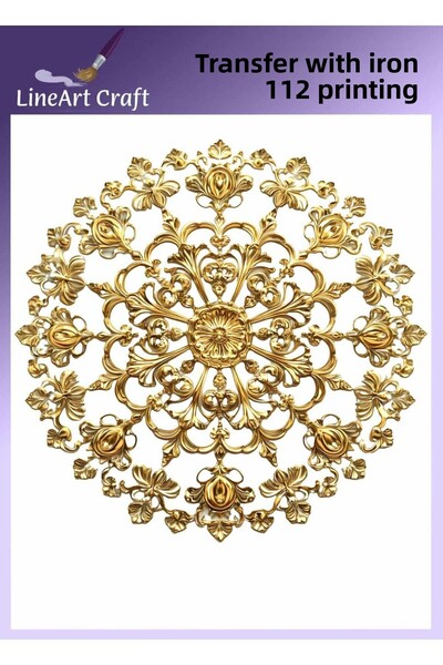 LİNEART Gold Round Patterned Iron Transfer Printing & Fabric Transfer No:Kmş1...