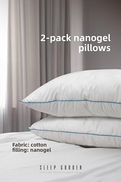 Sleep Garden Seria Prestige 2 perne nano gel 1000 gr cu bordură din satin 50x70