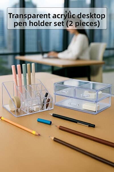 EWs Table Top Pen Holder & 3 Drawer Organizer Organizer & Pen Holder