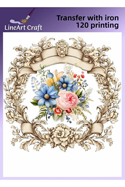 LİNEART زخرفة الباب الزهرية نمط الطباعة النقل بالكي والقماش رقم: KMŞ120-18x20cm