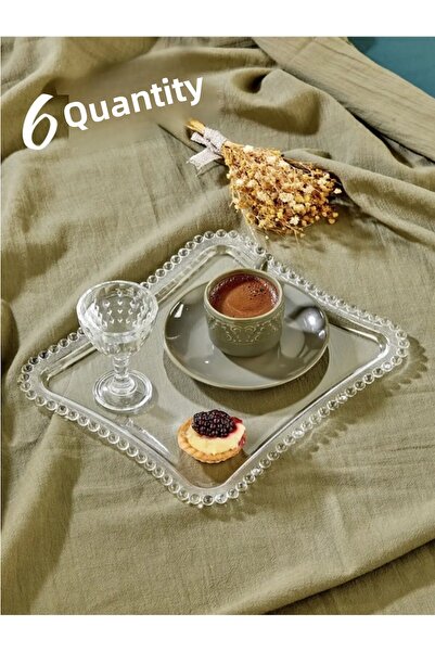 Carat Home 6 Pieces Decorative Coffee Presentation Tray Mica Crystal Tray