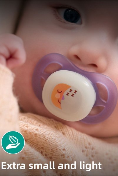 Philips Avent Ultra Start Night Pacifier, Orthodontic, Glow in the Dark, 0-2 Months, Unisex, Scf075/07