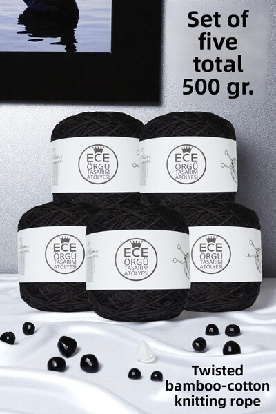 Ece Örgü Tasarım Atölyesi Sfoară împletită din bambus și bumbac, de culoare n...