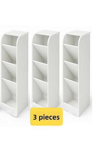 VİALEX 3 Pcs Mellow 4 Compartment Multi-Purpose Desk Organizer Pen Holder-Jewelry-Makeup-Office Organizer-White