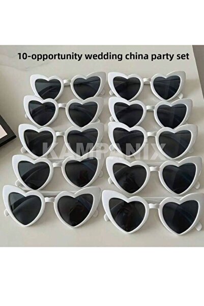KAMPANİX Bridal Eyeglasses with Hearts 10 Pieces Opportunity Set Bridesmaid W...