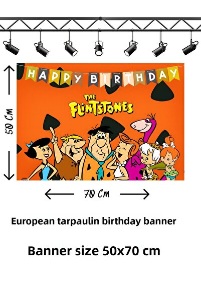 snowparty Stone Age Pebble Bambam Flint Themed Birthday Banner