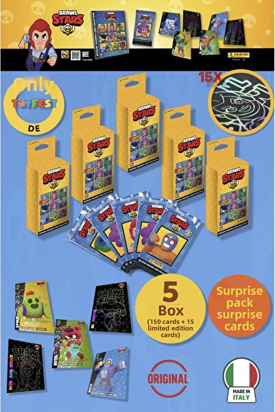 TOYFEST Brawl Stars Panini Official Card Box: 5 Boxes (150 Cards + 15 Limited Edition Cards)