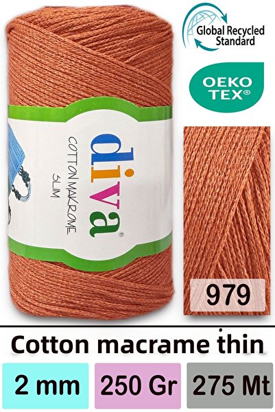 Diva İplik ديفا قطن مكرامية رفيعة 979 برتقالي