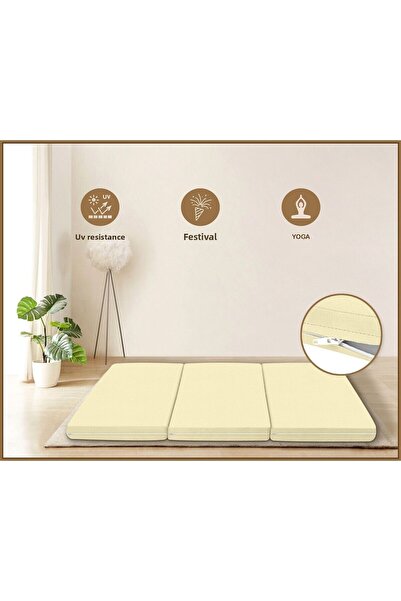 Evim Canvas Ecru Zippered Foldable Floor Bed Floor Cushion 6cm