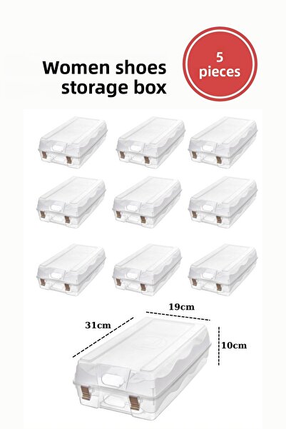 Estava Home 5 قطع صندوق أحذية نسائي كبير الحجم منظم تخزين الأحذية شفاف