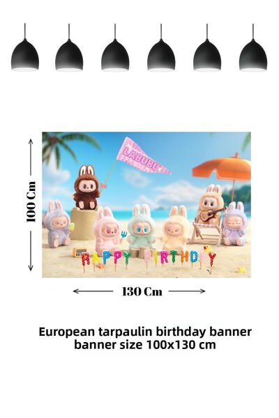 HAPPYLOOPPARTY علم لافتة عيد ميلاد بطابع لابوبو