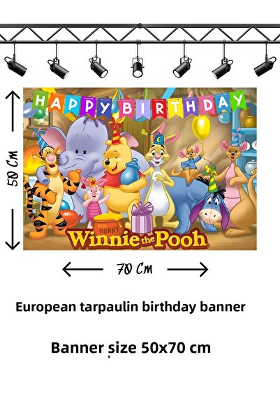 snowparty Πανό γενεθλίων με θέμα το Γουίνι το Αρκουδάκι