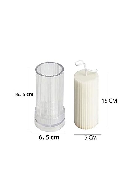Eminonutoptanci Poly Carbon Hard Plastic Candle Mold with Vertical Stripes 16,4X6,5 cm