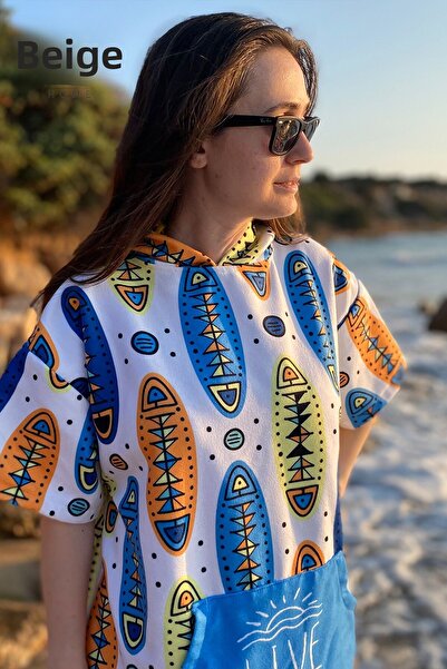 ECEMRE Καλοκαιρινό πόντσο για σέρφινγκ - Πετσέτα παραλίας με κουκούλα και μπουρνούζι (ΔΩΡΕΑΝ) Καλοκαίρι