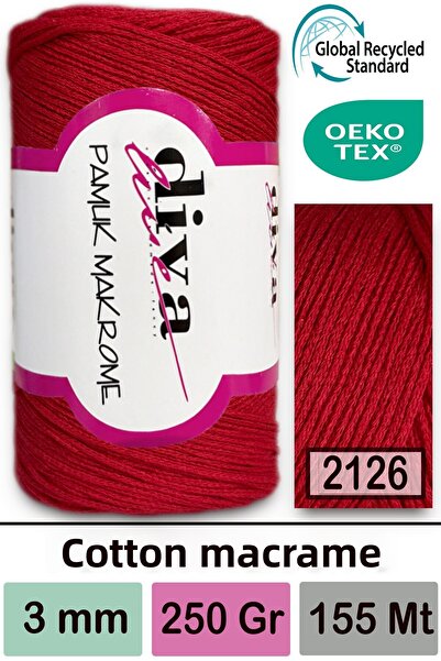 Diva İplik ديفا قطن مكرامية أحمر 2126