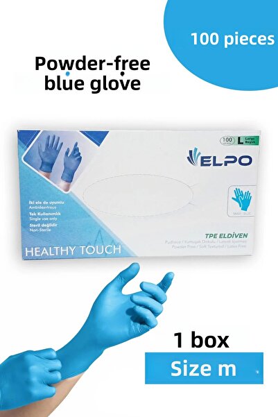 EMORFOHOME Disposable Powder Free Blue Size m Gloves 100Pcs Medical Examinati...