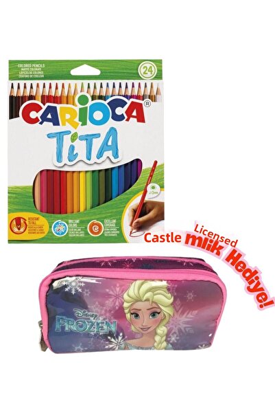 Disney Frozen Licensed Pen Holder with Gift - Carioca Tita Set of 24 Dry Paints
