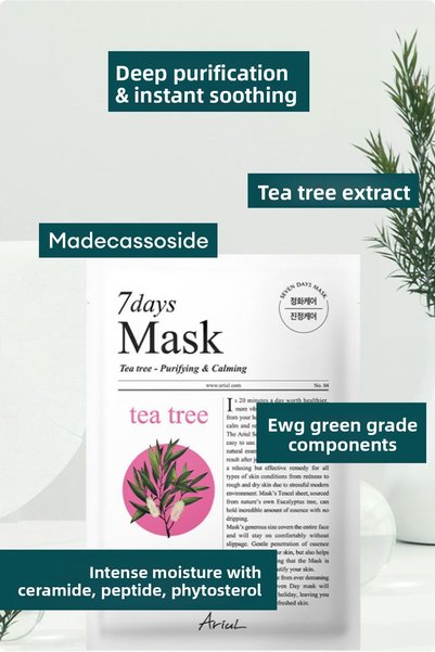 Ariul 7 Days Mask Tea Tree m - Anti-Purifying Vegan Paper Mask with Tea Tree Extract