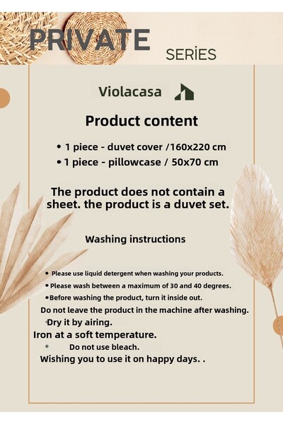Violacasa Single Ruffled Duvet Cover Set 100% Cotton Private Powder