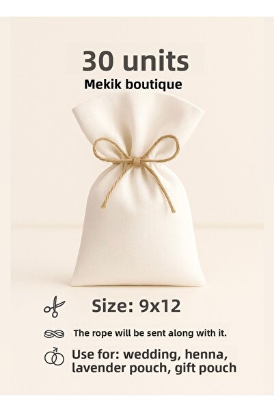 MEKİK BUTİK 30 قطعة من القماش الأبيض 9 × 12 من الكتان الطبيعي متعدد الأغراض - كيس لافندر - كيس صابون - كيس قماش