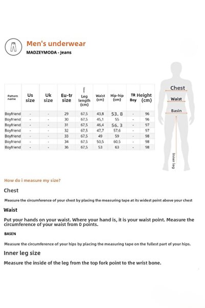 MADZEYMODA Boyfriend Ανδρικό σκισμένο λεπτομερές μπλε τζιν παντελόνι