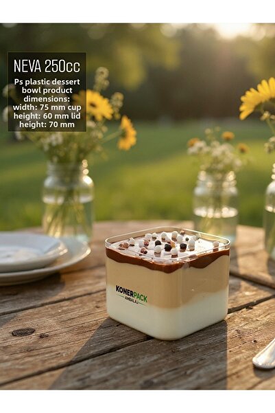 KONERPACK 36 Pieces Mica Hard Plastic Dessert Bowl 36 Cups + 36 Lid Set