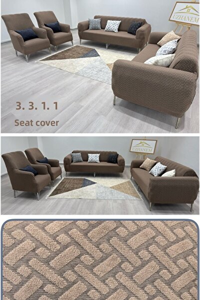 uzhanem 3+3+1+1 Stretch Elastic Flexible Washable Jacquard Sofa Cover Set – Brick Pattern Sofa Cover