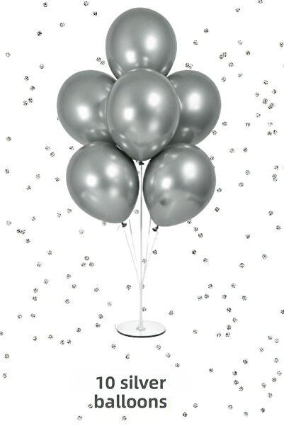 Baloncu Nene Happy Birthday Foil Balloon 2 Pieces 7 Balloon Stand 10 Pieces Silver 10 Pieces Purple Balloon Birthday Ornament