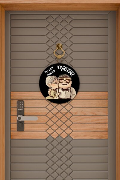 Dormot Μοντέρνο Στολίδι Πόρτας - Μαύρο Γλυκό Ζευγάρι - Ψηφιακή Ξύλινη Εκτύπωση - Προσωποποιημένο Σχέδιο Στολίδι Πόρτας εξωτερικού χώρου