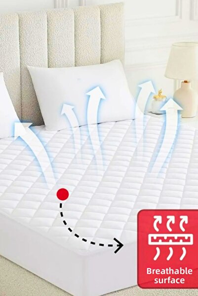 HSN LAGOM ملاءة سرير مبطنة كاملة الحواف مقاومة للماء من القطن لحماية مرتبة سر...