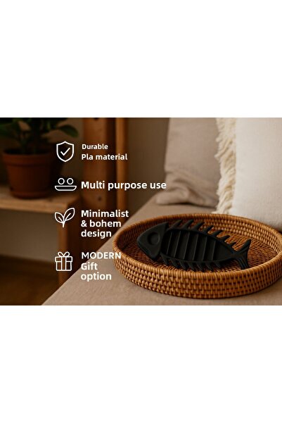 DNRYSL Placă decorativă boemă, minimalistă, cu schelet de pește, organizator ...