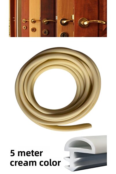 BABAWİCK American Panel Door Seal 5 Meters Cream (Beige) Color Wooden Door Seal