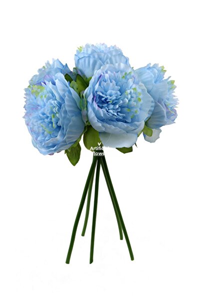 Yapay Çiçek Deposu Flori artificiale 5 buc Buchet de trandafiri bujor lux înflorit albastru