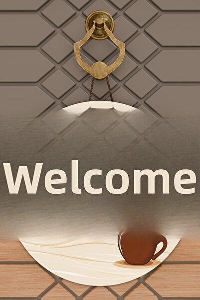 Dormot 1Ornament de ușă din lemn cu imprimare digitală modernă, cremă, o ceaș...