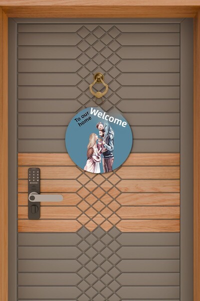 Dormot Μοντέρνο Στολίδι Πόρτας Μπλε Οικογενειακό Στολίδι Εξωτερικής Πόρτας για πέντε άτομα