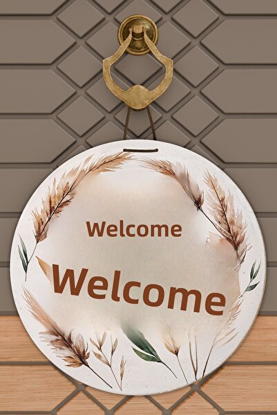 Dormot 1 Ornament de ușă din lemn, imprimare digitală modernă, maro natural, ...