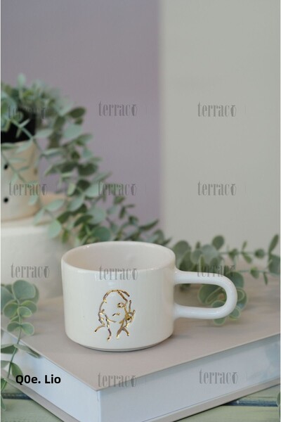 terraco ceramic Handmade Ceramic Mug Double-Walled Merilin with Gold Detail