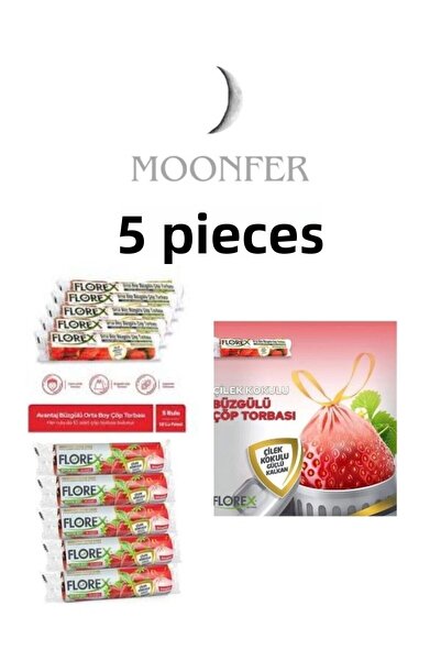 MOONFER كيس قمامة متوسط ​​الحجم برائحة الفراولة × 5 لفات