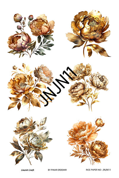 LİNEART Janjan Serisi JNJN11 Pastel, Çiçek Desenli 30*42 cm Pirinç Dekopaj