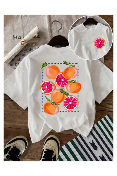 Tubinyoo تي شيرت كبير الحجم مطبوع عليه جريب فروت للجنسين