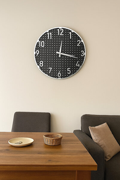 Boncukafası Hazeran Patterned Clock Wall Clock 40 cm Silver Clock