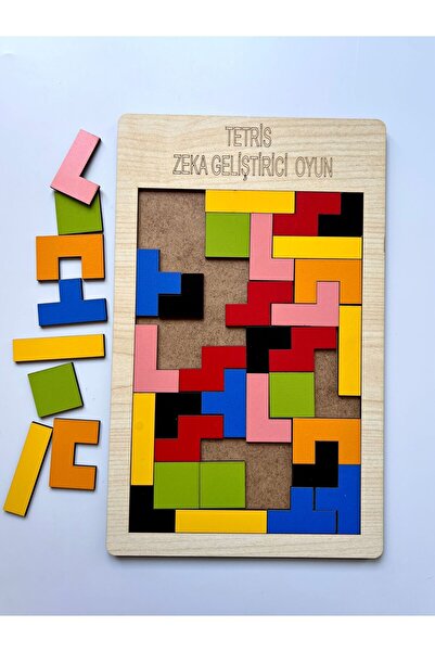 WoodStory Ahşap Tetris Oyunu Blok Puzzle Zeka Oyuncağı Montessori Beceri Gelişimi El Beceri Oyuncağı Eğitici