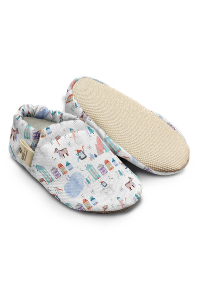 Kokopatik ,Non-Slip Sole,Organic Cotton Home Nursery Booties,Christmas Festive Patterned Booties