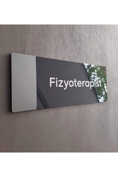 Yönline Fizyoterapist Kapı Isimliği Kendinden Yapışkanlı Yönlendirme Levhası Tabelası Klasik Seri 24x9 Cm