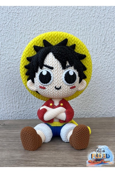 Fud3D Monkey D. Luffy Örgü Görünümlü Figür – 19 cm | Hareketli Kafa One Piece...