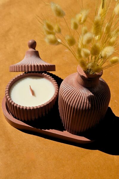 pamircandles Dekoratif Vintage Vazo Mumluk Set 3 Parça - Kokulu Mum Orta Sehp...