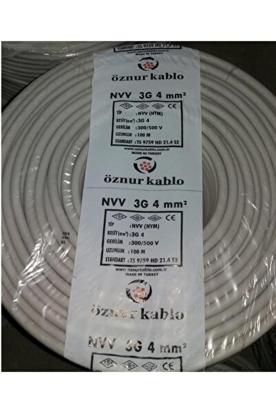 ÖZNUR 3X4 NYM Antigron Tam Bakır TSE Kablo 100 METRE