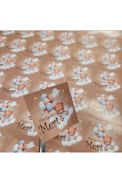 fırsatlar diyarı ملصق شوكولاتة مربع على شكل دمية دب - مطلي بلمعة لامعة - 3.5 سم - 100 قطعة